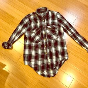 Plaid Black and White Button Down Shirt